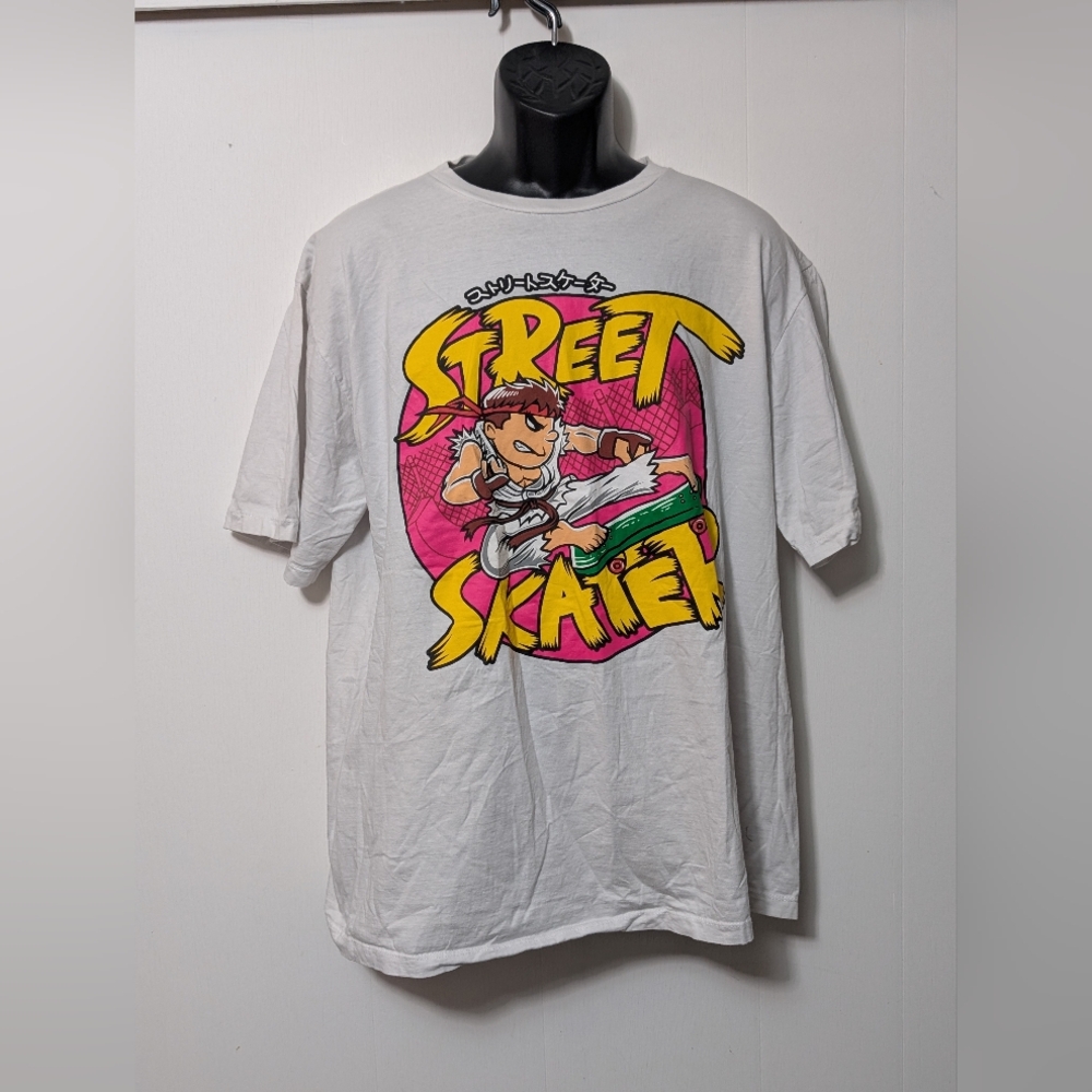Men's Vintage Street Skater Graphic White T Shirt Streetware Size XXL